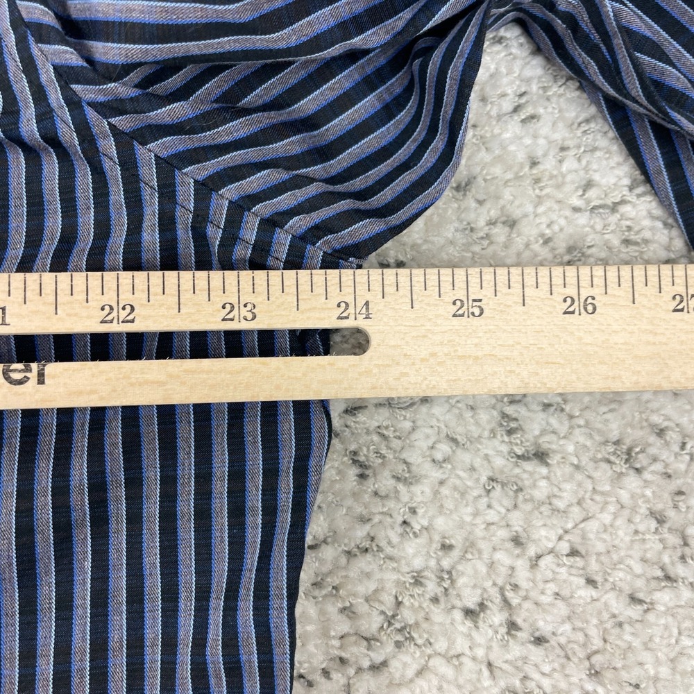 Robert Graham Shirt Men Large Flip Cuff Classic Fit Striped Geometric Black Blue - Picture 11 of 12